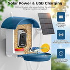 Bird Feeder with Camera, Smart Birdfeeder with Solar-Powered, 5MP AI Identify Birds 11000, Night Vision, Auto Record Video,Instant Notifications, Bird Feeders for Outdoors, Birds Watching Gifts