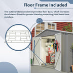 10X8 FT Outdoor Tool Storage Shed with Metal Foundation & Lockable Doors, All Weather Metal Sheds for Garden, Patio, Backyard, Lawn, Gray
