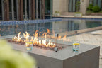 AMS Creations | Madison 60" Rectangular Propane Gas Outdoor Fire Pit Table | Light Gray Concrete GFRC | Limestone Texture or Surface | Electronic Ignition | Outside Backyard Fireplace