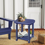 LZRS Outdoor Side Table - 2-Tier Adirondack HDPE Patio End Table for Pool, Porch,Balcony & Backyard,Weather Resistance for Indoor and Outdoor use(Navy Blue)