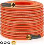 Heavy Duty Garden Hose – 5/8 Inch Flexible, Lightweight Hybrid Hose with 600 PSI Burst Pressure, Swivel Handle, and Durable Copper Male/Female Fittings (Orange, 100FT)