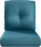 Pop 22x25/22x24 Outdoor Seat Cushions - 1 Set High Back Deep Seat Patio Furniture Pillow for Wicker Dining Swivel Rocking Chairs Rattan Loveseat Couch Sectional Sofa - Peacock Blue/Button