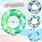 Pool Float for Swimming Pool, Inflatable Swim Tube Floaties for Teens Adults Tropical Leaf Printed Swim Ring Pool Party Decoration
