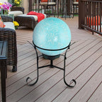 MDLUU Mosaic Gazing Ball, 10-Inch Decorative Gazing Globe, Glass Gazing Sphere for Garden, Outdoor Landscape Decor (Teal Blue)