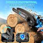Tietoc Mini Chainsaw, 6 Inch Chain Saw Cordless, 880W Powerful Electric Handheld Chainsaw with Automatic Oiler, with 2 Batteries and 2 Chains, Tree Trimmer Gardening Tools Gift for Men, Father, Dad