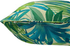 Outdoor Throw Pillow with Insert 18x18 Inch, Set of 2, Piping Edge Waterproof Fade Resistant Decorative Fluffy Pillows for Patio Furniture Chair Bench Couch Sofa - Green Palm Leaves