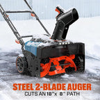 SENIX 40V 18'' Cordless Snow Blower - 33' Max Throwing Distance, 1500W Brushless Motor, Variable Speed Steel Auger, LED Lights, with 2×5.0Ah Batteries & Charger, Clearing Snow 460lbs/min (STX2-M)