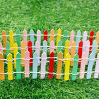 Mini Fairy Garden Fence, 35.5 Inch Cuttable Small Wood Picket Fence, DIY Miniature Accessories Decoration for Dollhouse, Crafts, Vegetable Platter, Cake(Colorful)