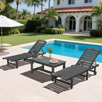 SERWALL Outdoor Coffee Table, HDPE Patio Coffee Table for Outside, Grey