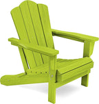 KINGYES Folding Adirondack Chair, HDPE All-Weather Patio Chairs, Wooden Textured Lawn Chair for Poolside, Backyard, Deck, Fire Pit, Apple