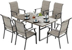 7 Piece Patio Dining Sets for 6, Outdoor Table and Chairs Set with 1 Patio Dining Table(1.61"-2" Hole) and 6 High Back Patio Chairs, Outdoor Dining Sets for Deck Backyard