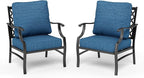 HERA'S HOUSE Outdoor Chairs Set of 2, 2 x Patio Chair with Pacific Blue Cushions, All Weather Outdoor Furniture for Lawn Garden Backyard Deck(Leg Chairs)