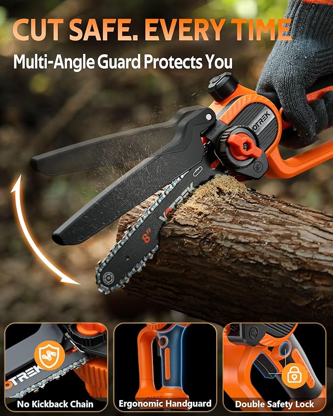 8" & 6" Chainsaw Cordless with 2x3.0AH Batteries, [2-in-1] Powerful Brushless Electric Mini Chain Saw Set (2 Chains& 2 Bars), Handheld Small Hand Saw for Branch Wood Cutting Tree Trimming, Gift