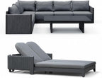 PURPLE LEAF Patio Furniture Set with 2 Person Lounge Chair 8 Pieces Outdoor Conversation Sets PP Rope Patio Sofa Table Manual Weaving Deep Seating Furniture for Porch Lawn Backyard Gray