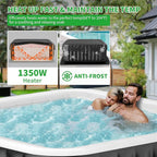 2-4 Person Inflatable Hot Tub, Square Blow Up Portable Hot Tub, Leak-Proof PVC Outdoor Spa with 120 Strong Air Jets, Heater Pump and Insulated Cover, 60” X 60”X 25”