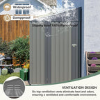 4x7 FT Lean to Shed with Single Lockable Side Door, Outdoor Metal Storage Shed, Sloping Roof Galvanized Utility Steel Tool Shed for Garden, Patio, Lawn & Backyard