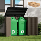ZZM Large Outdoor Storage Shed, 48 Cu Ft Resin Versatile Storage Cabinet for Patio Accessories, Trash Cans & Garden Tools, Durable Horizontal Storage Box with Lockable Lid (Coffee)