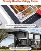 VEVOR Outdoor Propane Deep Fryer, Dual-Tank 8QTx2 Commercial Fryer, Stainless Steel Cooker with Foldable Platform, Dual Basket, and Heat Adjustment, Floor Standing Fryers for Restaurant Home Snack Bar
