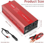 Fancy Buying 1000W/2000W(Peak) Power Inverter for Vehicles, DC 12V to 110V AC Converter with Dual AC Outlets and Dual USB Car Charger for Car Laptop Computer