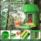 Avinory Metal Smart Bird Feeder with 2K HD Camera with Pole Dia 1 in,Solar Powered,AI Identification for 12000+ Species,2.4GHz Wireless,Squirrel-Proof Design,Chew-Proof,Easy Setup for Outdoor Garden