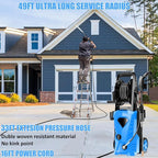 5000PSI Pressure Cleaner - 2025 New Power Cleaner with Upgraded 33ft Pressure Cleaner Hose Reel, Foam Cannon, 4 Nozzle Set, Power Cleaner for House/Patios/Car/Fence, Blue