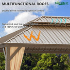 12'x16' Hardtop Gazebo Outdoor Aluminum Gazebo Double Roof Galvanized Steel Canopy with Netting and Curtains,for Garden, Backyard,Deck and Lawns