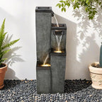 SunJet 4-Tier Modern Water Fountain, Indoor/Outdoor Resin Water Fountains with Soothing Water Sounds, Perfect for Garden, Patio, Home & Office, 12.5" L x 9.4" W x 39.3" H