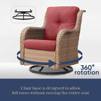 Patio Furniture Set with Swivel Rocker：8 PCS Outdoor Furniture with Swivel Patio Chairs, Suitable for Deck, Yard, Porch, Poolside, Yellow/Red