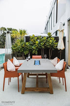 Elementi | Bundle Sonoma Gas Fire Pit Cast Concrete Rectangular Dining Fire Table, Outdoor Fire Pit Electronic Ignition | Canvas Cover, Lava Rock Included | Propane Gas