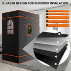 NAIZEA 2 Person Sauna Box, Portable Steam Sauna, Portable Saunas for Home Spa with 3L 1200W Steamer, Remote Control, 2 Folding Chair,1 or 2 Person Full Body Saunas Tent for Relaxation, 3.9'x2.9'x5.9'