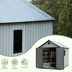 9×7 FT Outdoor Storage Shed, Large Backyard Sheds with Door, All-Weather Plastic Shed with Window, Vents, for Backyard, Patio, Lawn (9×7 FT)