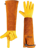 Professional Gardening Gloves for Men&Women, Rose Pruning Gloves Thorn Proof, Adjustable Cuff, Breathable Leather Cowhide Long Garden Gloves,Garden Gifts & Tools for Gardener,Yard Work