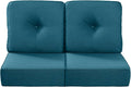 Luxury 22x24/22x25 6-Inch Outdoor Seat Cushions - Set of 2 Water Repellent Patio Chair Cushion for Porch Set Rattan Dining Rocker Glider Chairs Loveseat Couch Sectional Sofa - Peacock Blue