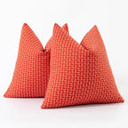 Kevin Textile Outdoor Waterproof Throw Pillow Covers Pack of 2 Farmhouse Decorative Cushion Covers for Garden Patio Tent Balcony Bench Couch Sofa 20x20 Inch, Red