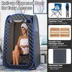 COSTWAY Portable Steam Sauna, Full-Body Personal Sauna Tent w/ 3L Steam Generator, Foldable Chair, Foot Massager, Timer, Remote Control, Indoor Pop-up Sauna Tent for Home Spa Relaxation (Black)