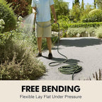 Rubber Garden Water Hose 25ft, 5/8" Leak Proof Garden Hose with Brass Connector, Flexible Hose Pipe for Lawn, Watering Cleaning & Washing