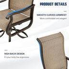 UDPATIO Patio Swivel Dining Chairs Set of 6, Outdoor Swivel Chairs High Back with All Weather Textilene Metal Rocking Frame for Lawn Garden Backyard, Brown