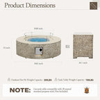 UPHA 42-inch Outdoor Propane Gas Fire Pit Table 50000 BTU Concrete Rectangle FirePit for Outside Patio with Propane Tank Cover, Wind Guad, Blue Glass Rocks, Rain Cover, Beige Texture