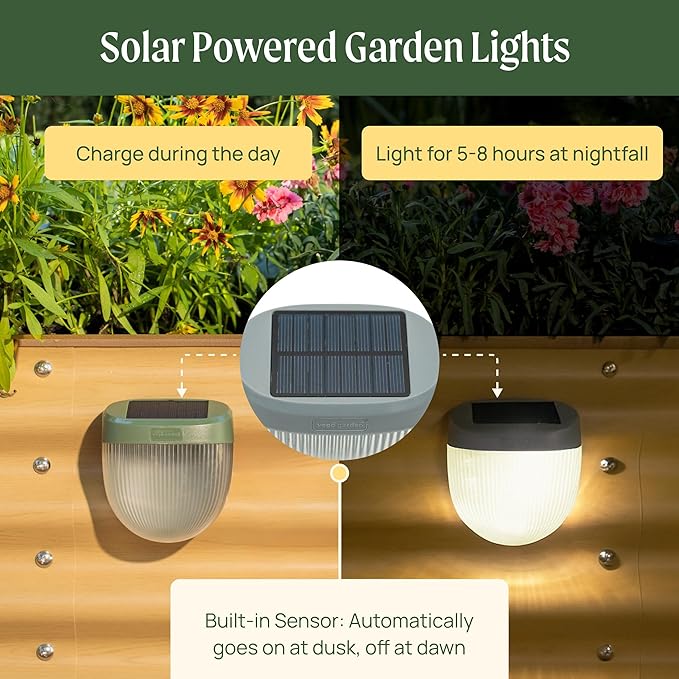 Vego garden Rippled Solar Garden Lights with Auto Sensors Magnetize Securely to Raised Beds, IPX4 Waterproof Outdoor LED Light for Patio & Yard Terra Cotta, 6 Pack