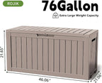 ROJIK Outdoor Storage Housing Deck Box - Waterproof Patio Furniture, Garden Tools, Cushions, Pool Accessories Storage Bench with Lockable Lid and Side Handles (Grey 76 Gal)