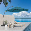 Kingdura 11ft Offset Cantilever Patio Umbrella with Base Included, Large Round Aluminum Outdoor Umbrella, 360° Rotation & Infinite Tilt, Heavy Duty Frame for Deck Pool Backyard, Lake Blue