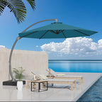 Kingdura 11ft Offset Cantilever Patio Umbrella with Base Included, Large Round Aluminum Outdoor Umbrella, 360° Rotation & Infinite Tilt, Heavy Duty Frame for Deck Pool Backyard, Lake Blue