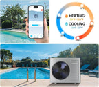 35,100BTU Swimming Pool Heat Pump, 10000 Gallon Electric Pool Heater Above and Inground Pool,WiFi App Control, Heating or Cooling Pool Heater 220V/60Hz