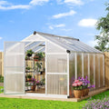 8 x 12 FT Greenhouse, Heavy-Duty Polycarbonate Large Walk-in Greenhouse Roof Vent ,Aluminum Frame & Lockable Door, for Backyard, Green Houses for Outside Garden Backyard