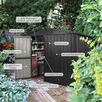 8.2x6.2ft Outdoor Storage Shed, Galvanized Steel Garden Shed with Gable Roof, Lockable Double Doors and 32 Air Vents, Large Utility Tool Storage for Backyard Patio