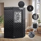ZONEMEL Full Size Portable Steam Sauna, Personal Home Spa, 1500 Watt 4 Liter Steamer with Remote Control, Timer, Upgraded Portable Chair (Black, 63in-Height)