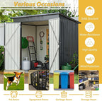 6x4 FT Shed Outdoor Storage Metal Large Garden Tool Sheds with Lockable Doors Floor Frame Sloped Roof Waterproof Steel Utility Equipment Shed for Backyard Patio Lawn Poolside, Black