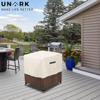 Patio Wicker Side Table Cover, Suitable for 3-Piece Outdoor Wicker Patio Bistro Set Side Table, Waterproof Square Patio Small Side Table Cover 22 W x 22 D x 18 H inches Beige and Brown