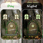 Resin Fairy Door and Window with Lantern for Trees,Glow in The Dark,Miniature Fairy Garden Accessories,Garden Outdoor Decorations for Trees,Gnomes House,Elf House