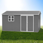 12x10 FT Outdoor Metal Storage Shed, Large Garden Tool Sheds with Lockable Doors, Waterproof Steel Utility Storage Building, Heavy Duty Equipment Shed for Backyard Patio Lawn Garden, Grey